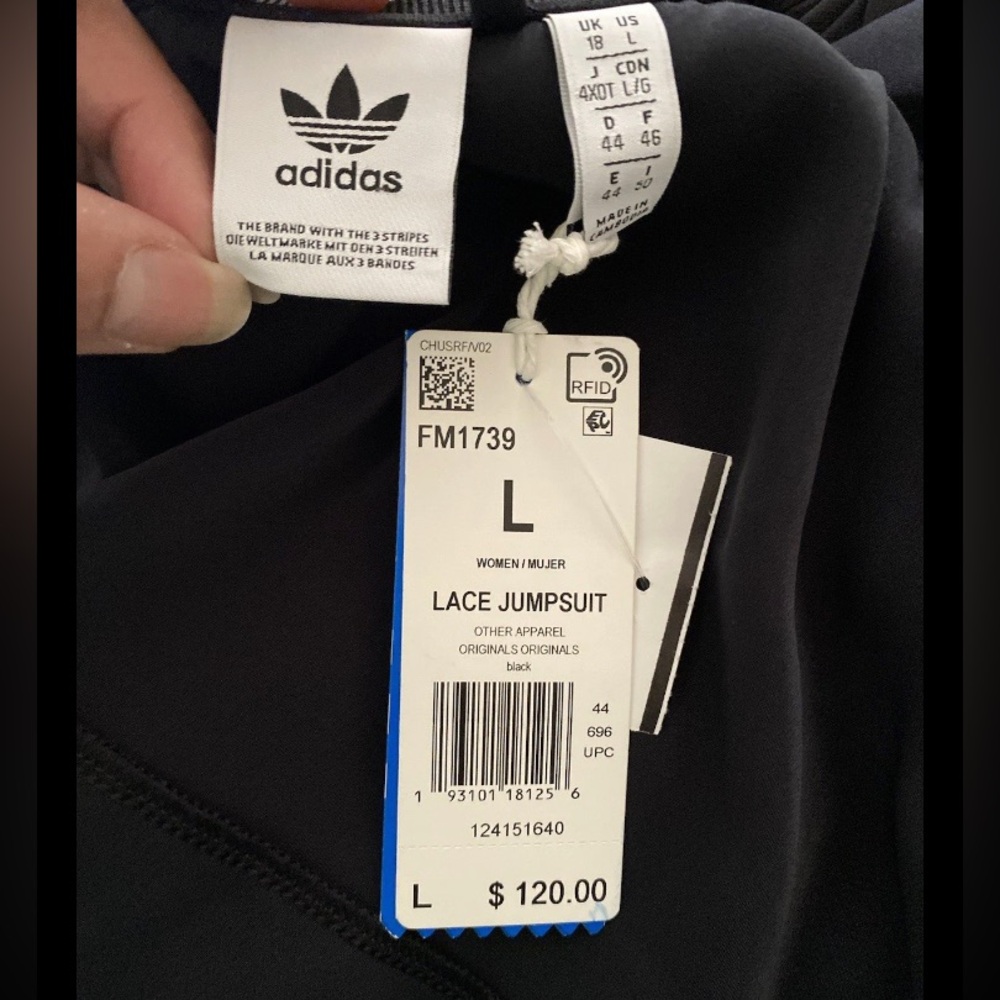 NEW W TAG Adidas Originals Women's Lace Jumpsuit travel attire L - Picture 5 of 5